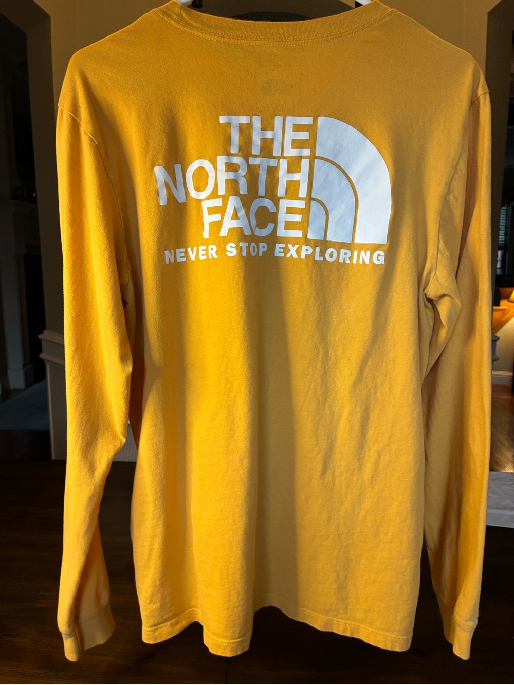 The North Face Men's Long Sleeve Tee in Yellow with White Logo